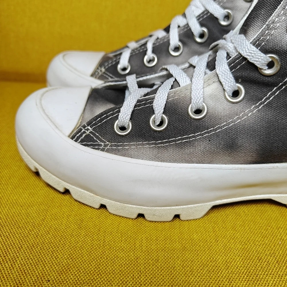 Converse Chuck Taylor All Star High Lugged Tie-dye Grey White Platform Women 6.5